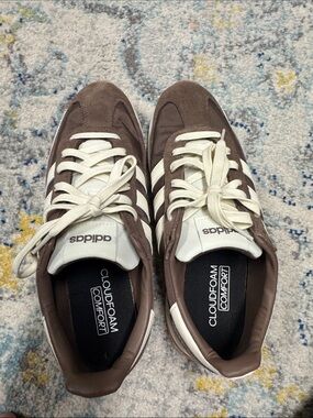 adidas Brown Suede Sneakers with cream Stripes